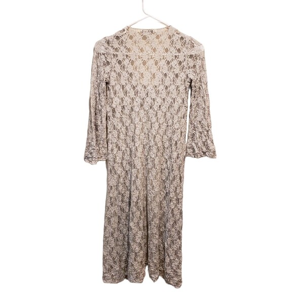 CAbi Womens Long Lace Duster Cardigan X- Small Style Tie Front Lightweight Gray - Picture 6 of 8